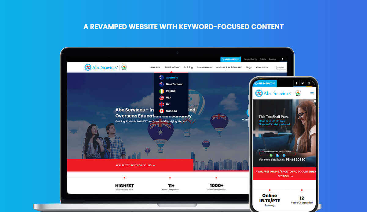 Website in Phone and Desktop