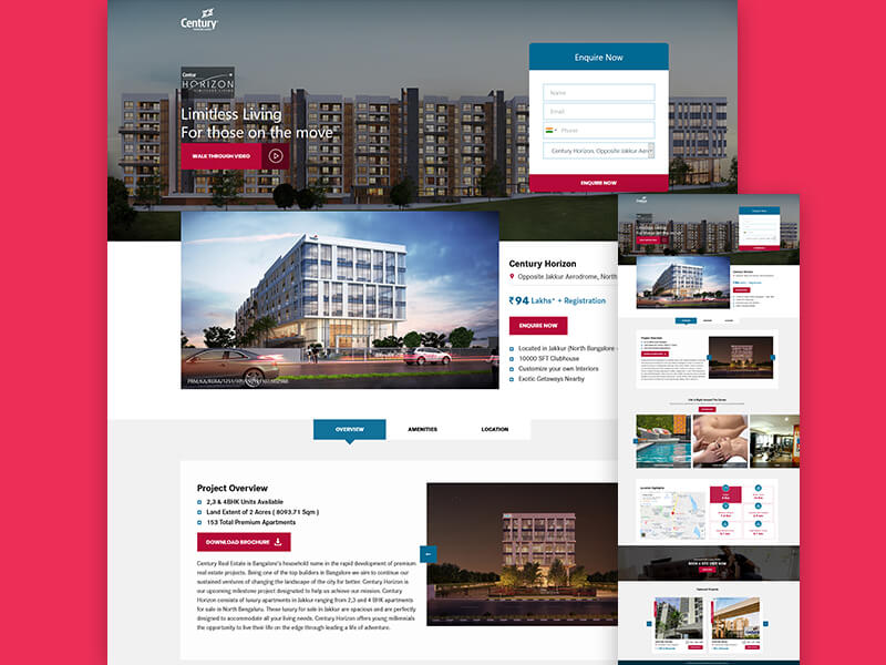 Century Horizon Landing Page Mobile and Desktop View
