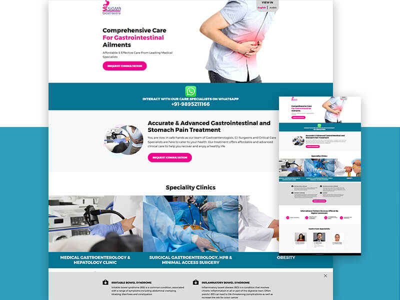 Sigma Gastrocar landing page view